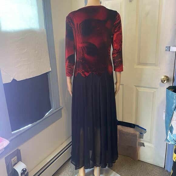 Vintage 90s Pyramid Collection Velvet Maxi Dress Goth Boho Witchy Renaissance S - Picture 9 of 11